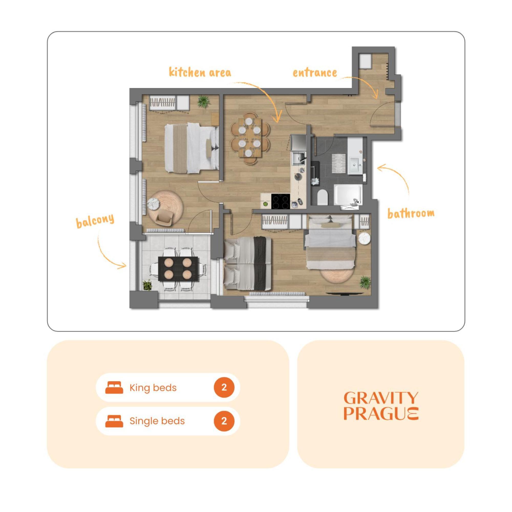 Ferienwohnung Bright 2Br - 5Th Floor, Balcony, Free Parking By Gravity Prag Exterior foto